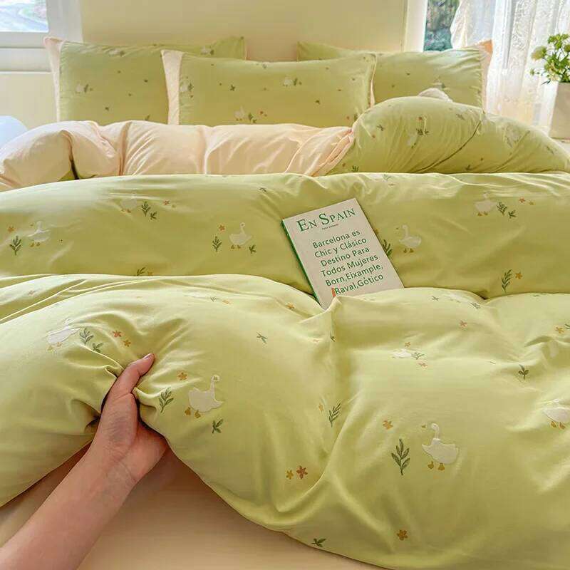 Ensemble de quatre pièces doux imprimé en 3D, drap Double couleur Ab doux pour la peau, linge de lit de maison pour adultes H260312