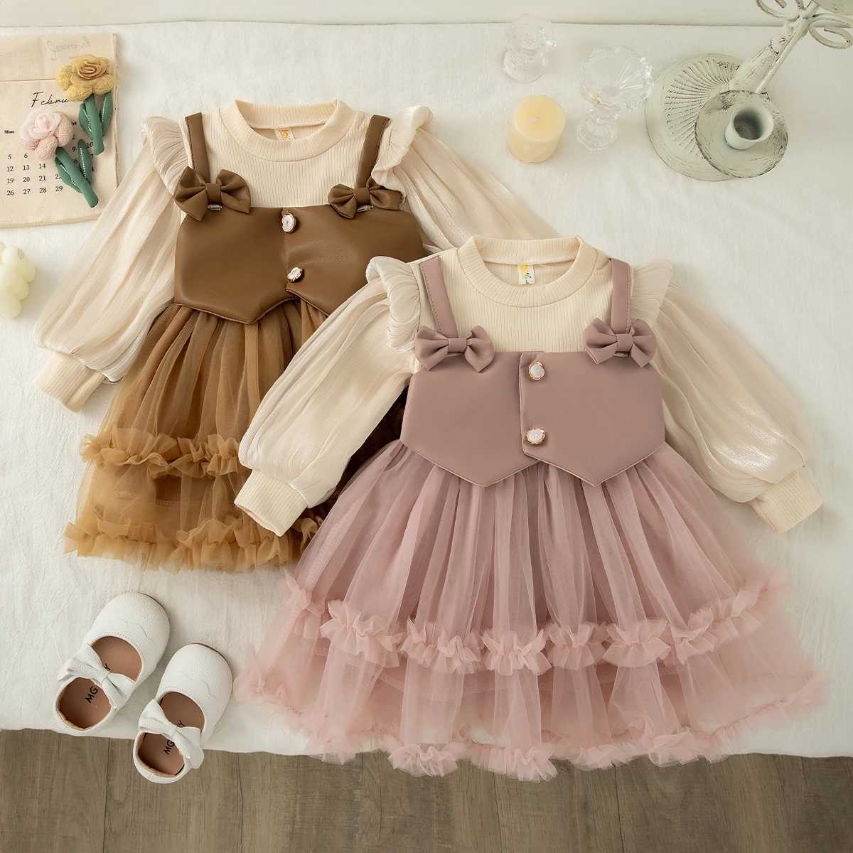 Baby Girl Dress Autumn/Winter Lace Bow Girl Dress Cute Birthday Party Baby Dress Baby Girl ClothesT260313-image-1097425753