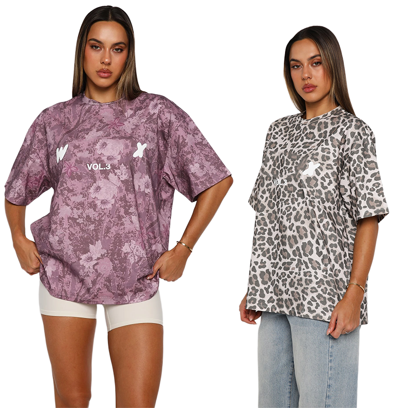Whiteeee Foxxxx conception de processus de mousse imprimé T-shirt décontracté ample à manches courtes haut de gamme pour femmes