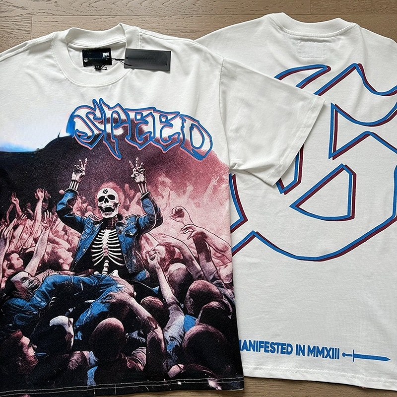 Goddpeed Designer Vintage Washed Long Shirt Graphic T Shirt Hip Hop Skull Print Long Sleeve Shirt Casual Street Hipster Graffiti Breathable Graphic