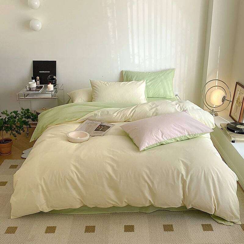 Four piece of 100% pure cotton down double layer skin friendly duvet cover set, comfortable pillowcase set H260312-image-1097371200