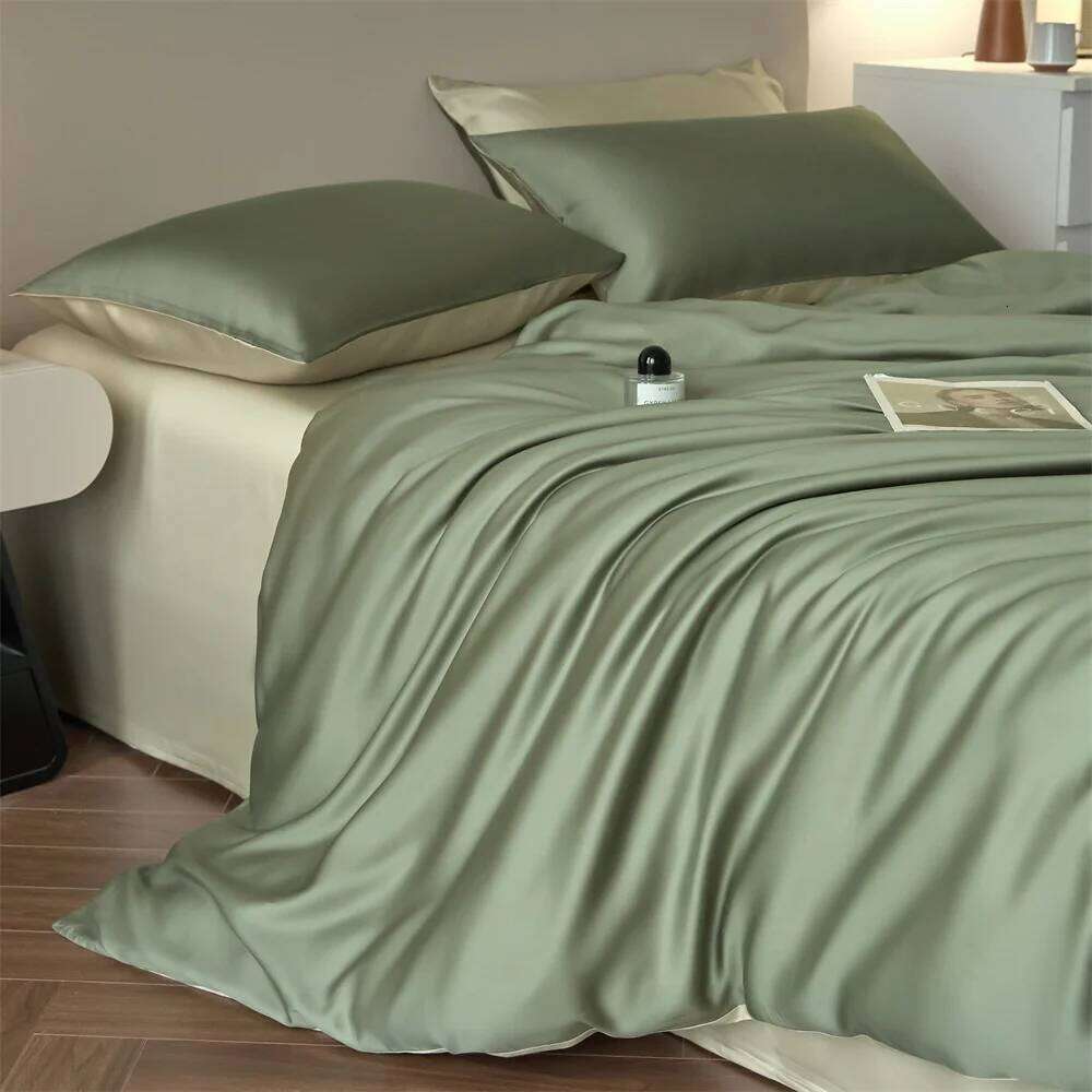 100% Silk Bed Sheet Bedding with Quilt Bedsheet Pillow Case High End Duvet Cover Set Queen Double Single H260312-image-1097372885
