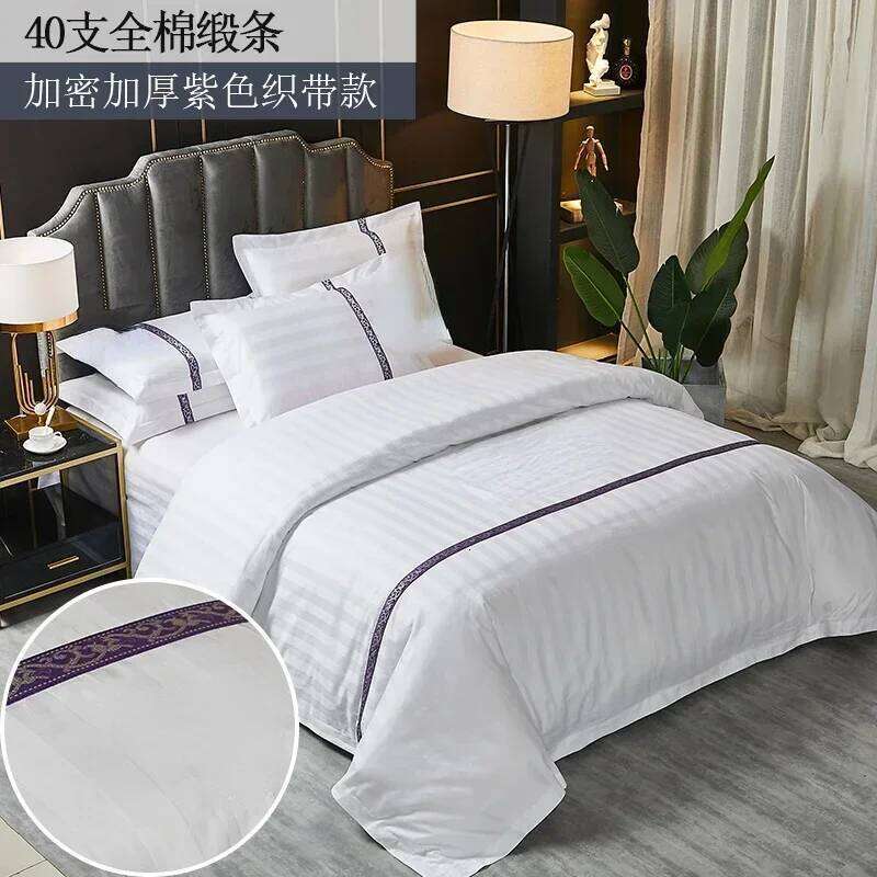 Hotel four-piece set, five-star hotel sheet, quilt cover, special bedding for bed and breakfast, pure cotton linen H260312-image-1097372400