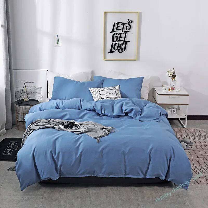 Nordic Solid Color Sanding Duvet Cover 220x240 Single Double Queen King Simple Bedding Set Pillowcase Bedclothes No Bed Sheet H260312-image-1097373380