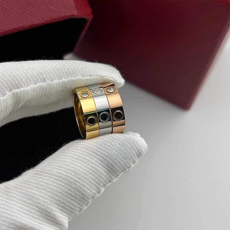 Designer rings for women mens Jewelry 4mm 5mm 6mm silver ring rose gold Diamond fashion Accessories screw jewelry luxury couple wedding promise r-image-1081304320