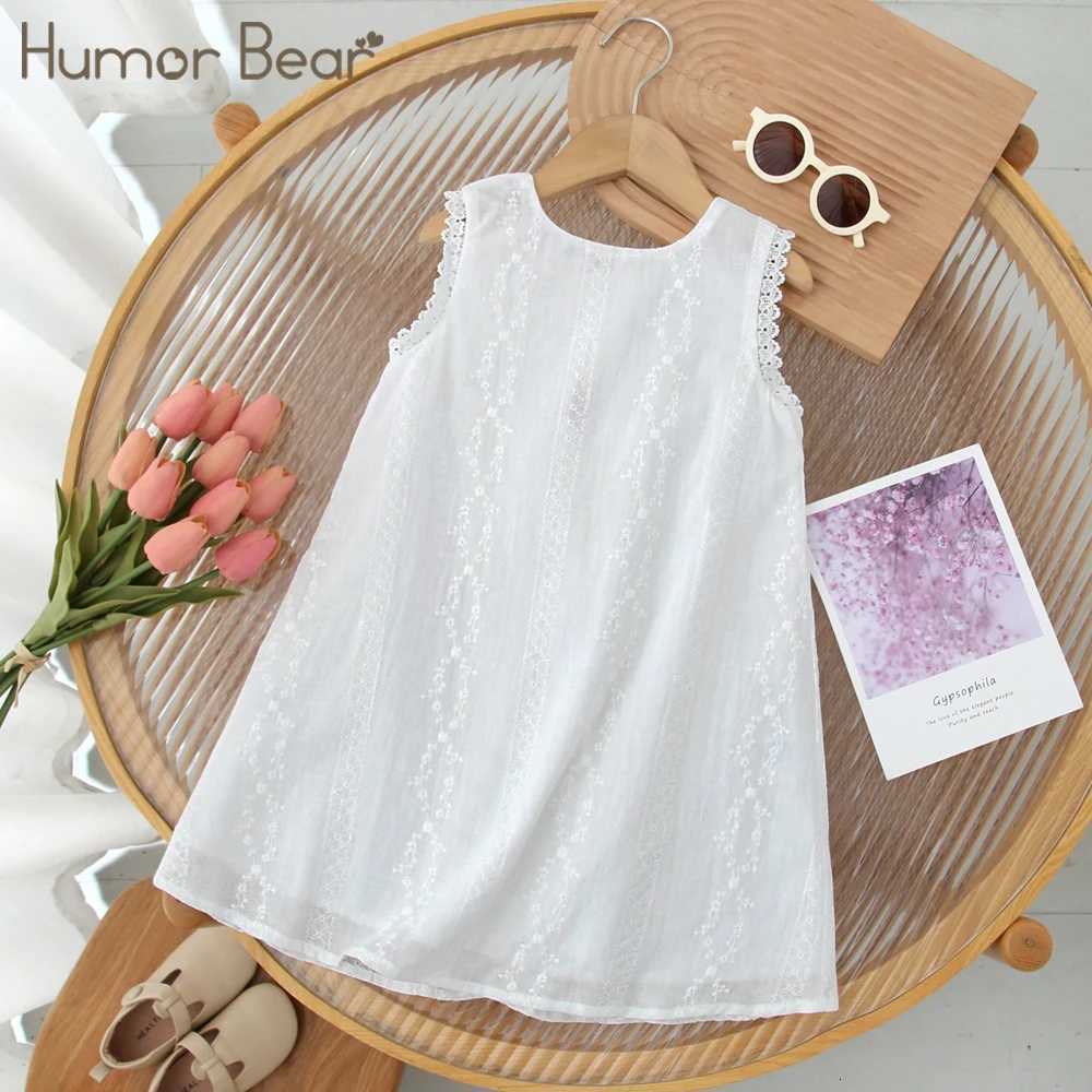 Humor Bear Summer Girls Dress Solid Color Flower Embroidered Sleeveless Sundress Fashion Princess Dress Children ClothingT260313-image-1097419280