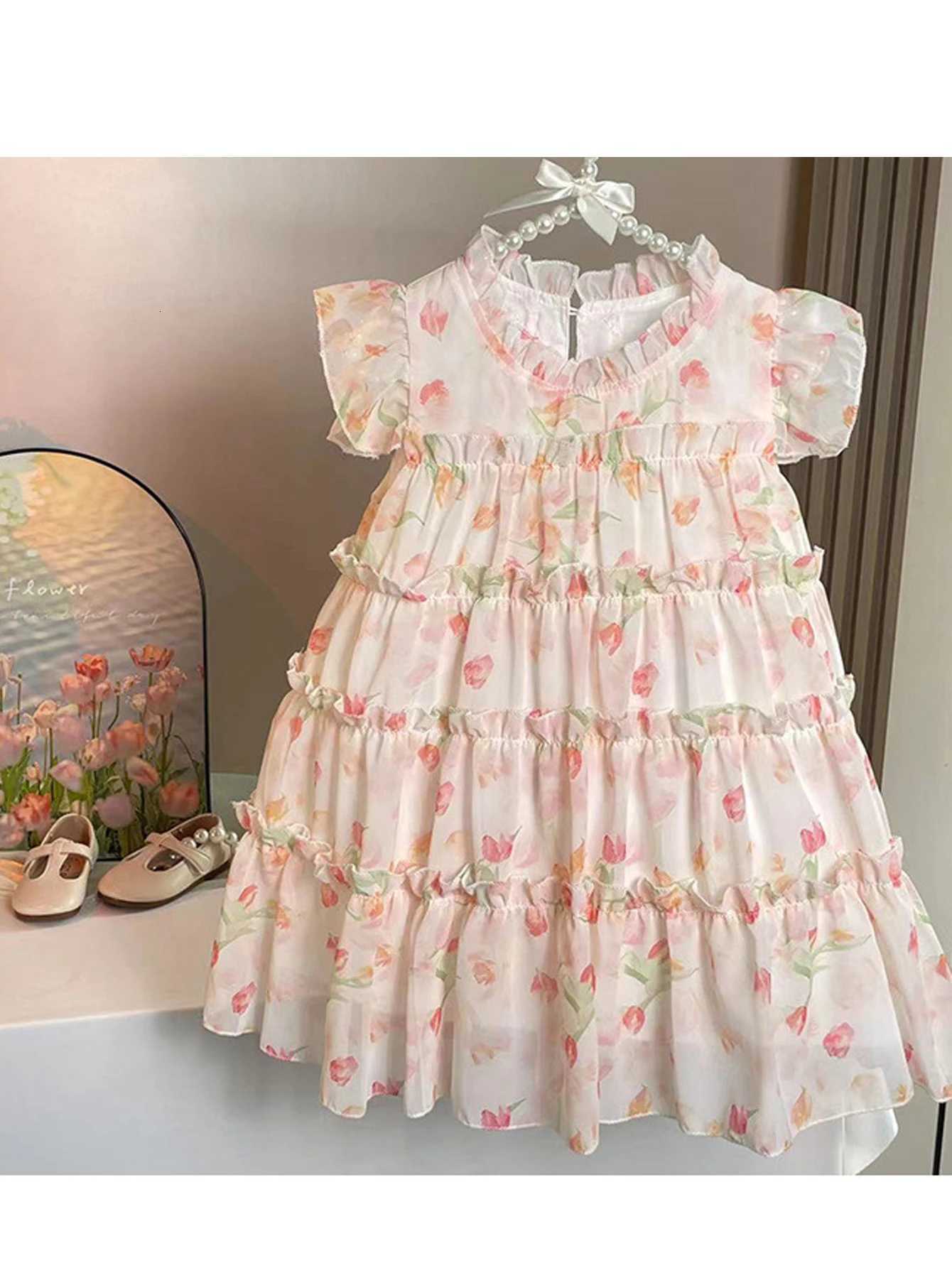 Girls Sweet Summer Baby Girl Princess Dress Korean-style Floral And Stylish Cake Dress Pastoral Kids ClothesT260313-image-1097417723