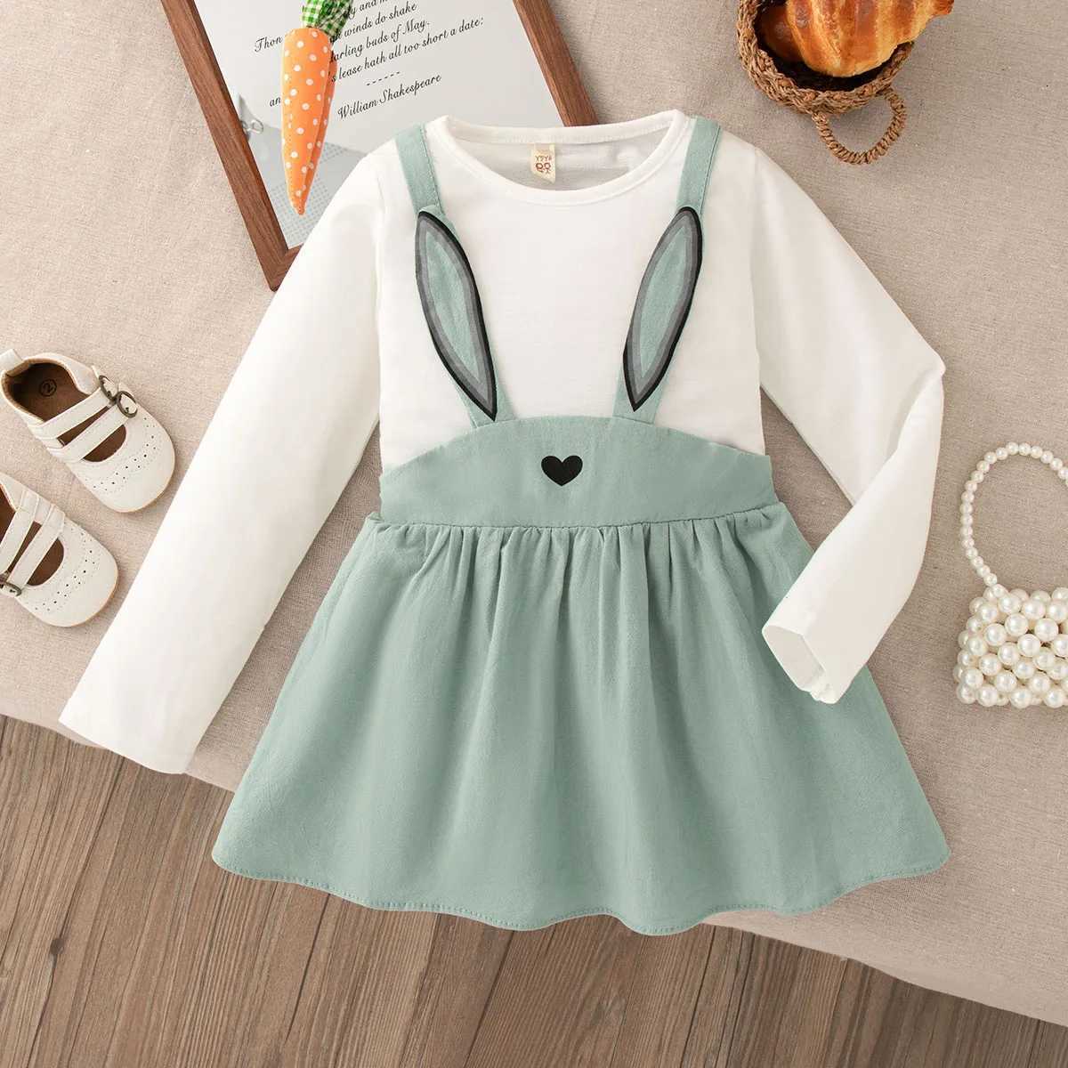 Girl Dress Spring And Autumn Cute Rabbit Cotton Baby Girl Dress Love Printed Long Sleeve Girls Dress Baby Clothes Girl T260313-image-1097420968