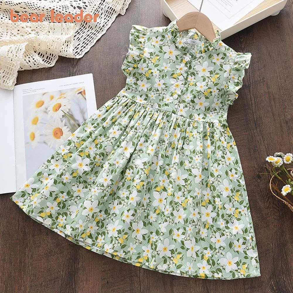 Bear Leader Girls Casual Dresses 2022 New Summer Kids Baby Flowers Print Costumes Floral Party Birthday Princess Vestidos 2-6YT260313-image-1097416301