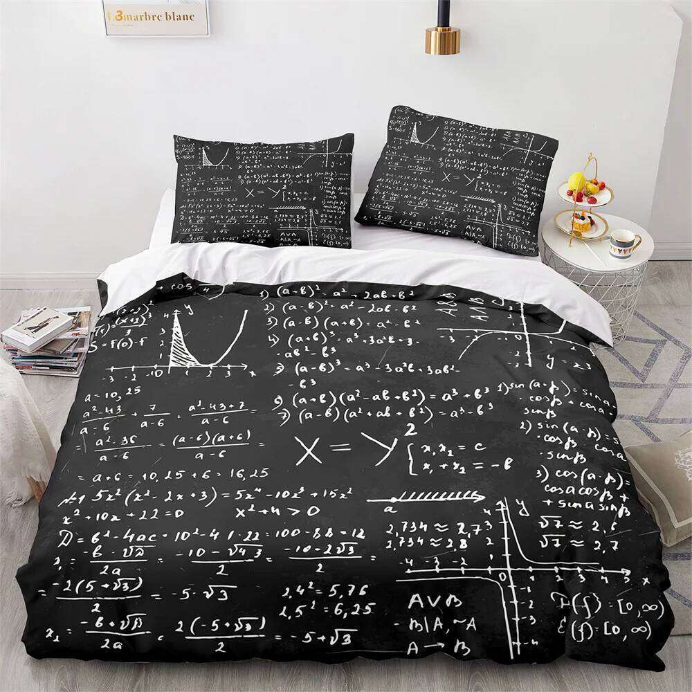 Modern Duvet Cover School Genius Smart Student Math Geometry Science Number Formule Image Decorative Polyester Bedding Set H260312-image-1097372764