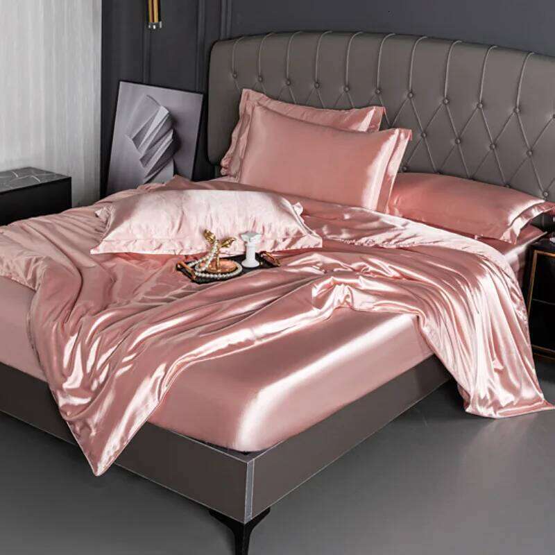 Drap doux 100% soie Pure, avec couettes et taies d'oreiller, parure de lit pour la maison, de qualité, taille King, H260312