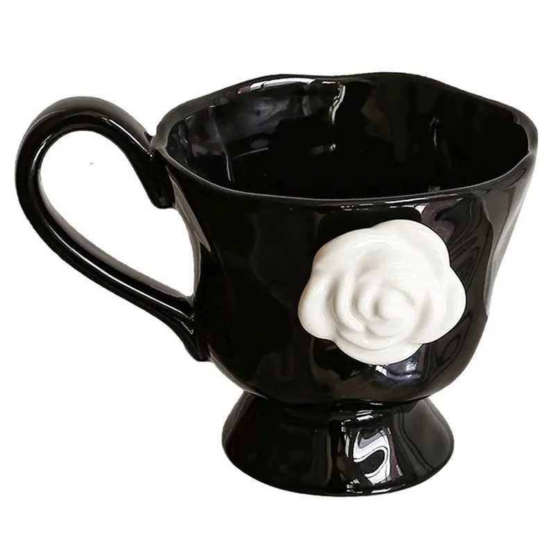 A84X- Mug Camellia Embossed French Household Style Breakfast Milk Cup Office Coffee Cup Retro Design With Handle C260313-image-1097498538