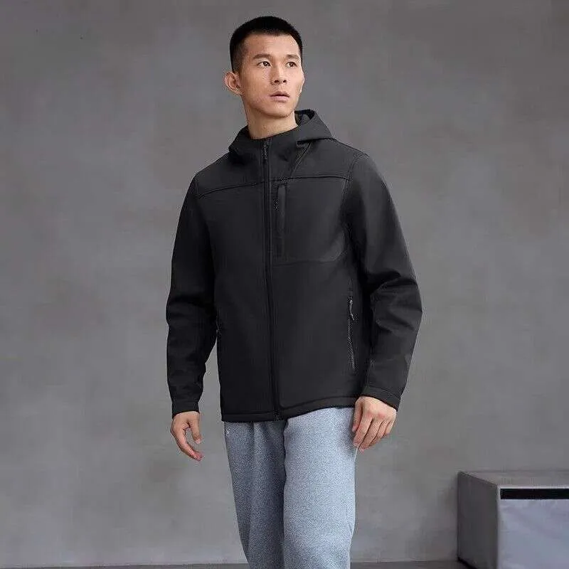 Underam Mens Designer Stand Up Collar Storm Coldgear Infrared Shield Waterproof Windproof Hooded Long Sleeve Jacket Men Black