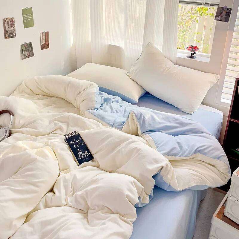 Bed Linen Cotton Bedding Set with Sheet Duvet Cover Pillowcase Single Couple Bedsheet King Queen Double Twin Size H260312-image-1097372877