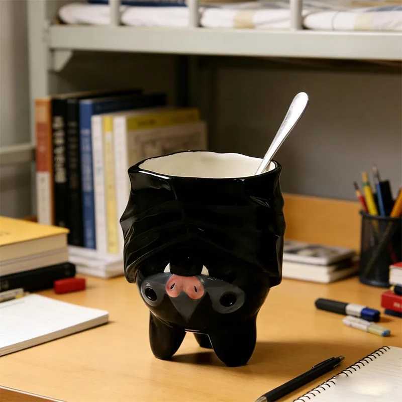 Cute Upside Down Bat Mug Handmade Novelty Animal Mug 3D Inverted Bat Coffee Tea Mug With Stable Weighted Base C260313-image-1097497708