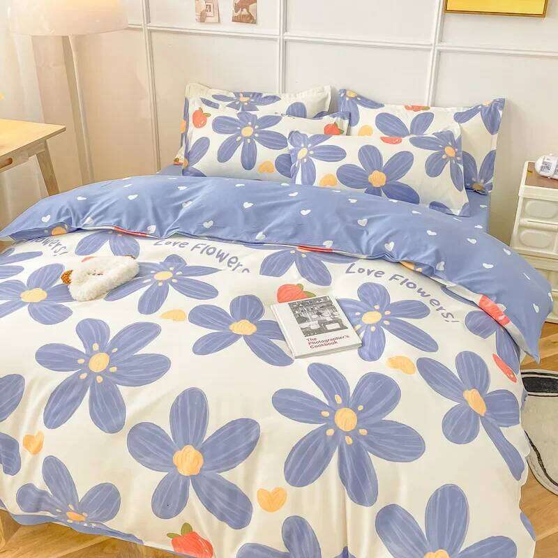 Fraise literie Double doux 3/4 pièces ensemble de draps housse de couette reine roi taille couette ensembles maison pour enfant H260312