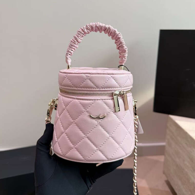 22S Designer Womens Bucket Handbags Totes Exquisite Cylindrical Bag Makeup Bag Quilted Shoulder Bag Compact Double-sided Zipper Handbag Crossbody Ba