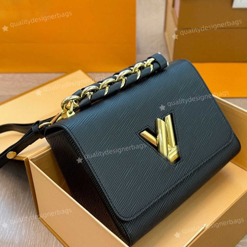 Shoulder Bags Designers Womens Genuine Leather V Lock Flap Handbag Black pochette Twist shoulder Bag Lady Crossbody Chain Bag 50282 Shoulder Bags Ha
