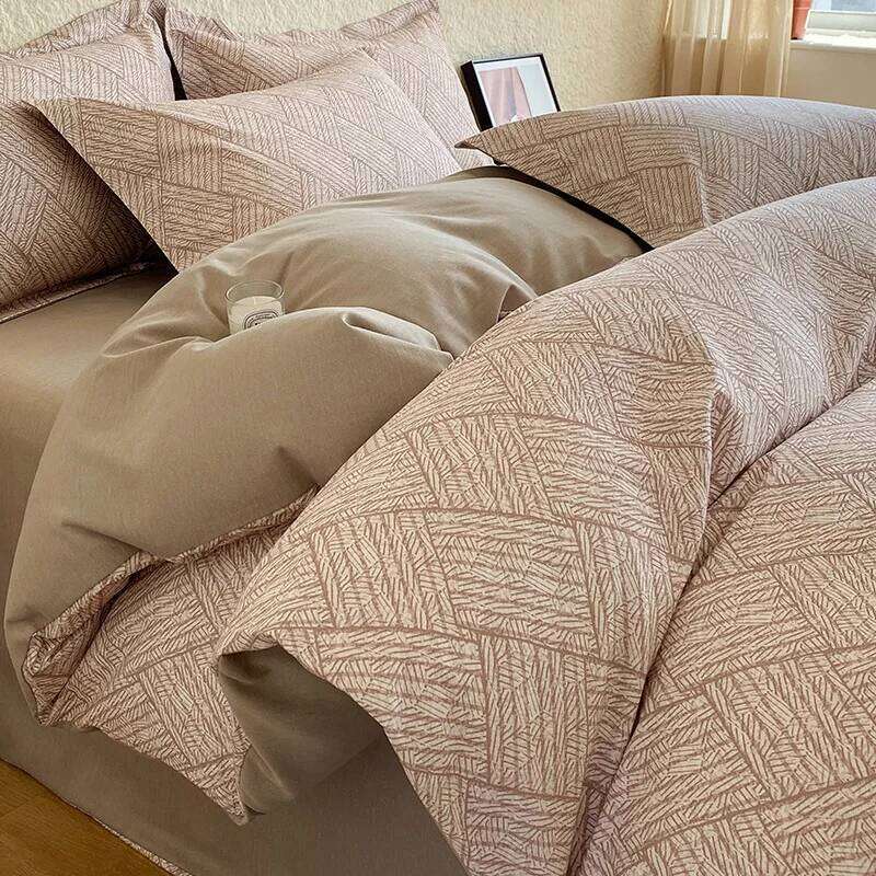 Four-piece Set, Category A, Mother and Baby Grade, Pure Cotton, Brushed, Light , High-end Quilt Cover Bedding Bed Set H260312