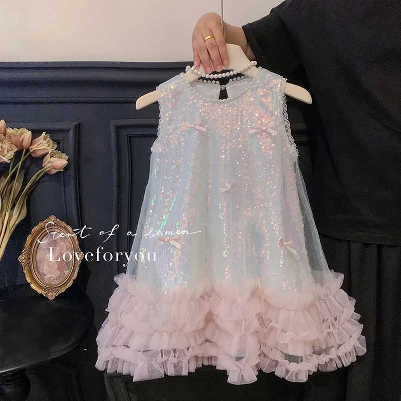 Girls Dress Summer New Children Butterfly Sequin Vest Dress High-end Princess Baby Girl Dress 2025 New Children ClothingT260313-image-1097423678