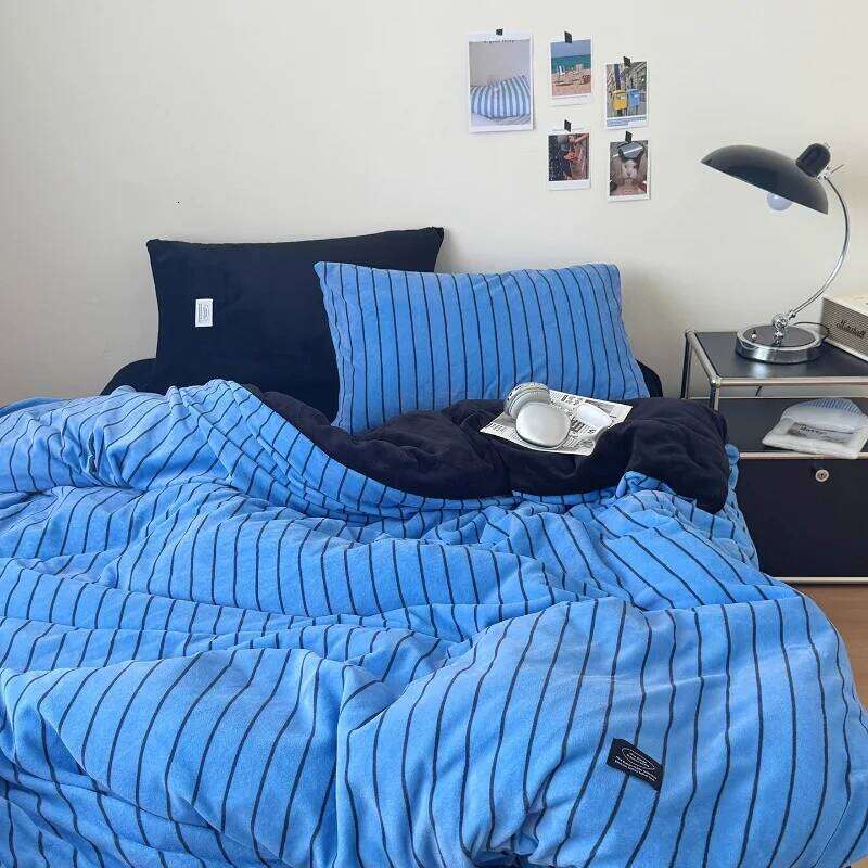 2025 new Korean version autumn and winter milk four-piece set thickened warm fleece bed sheet quilt cover dormitory H260312-image-1097370854