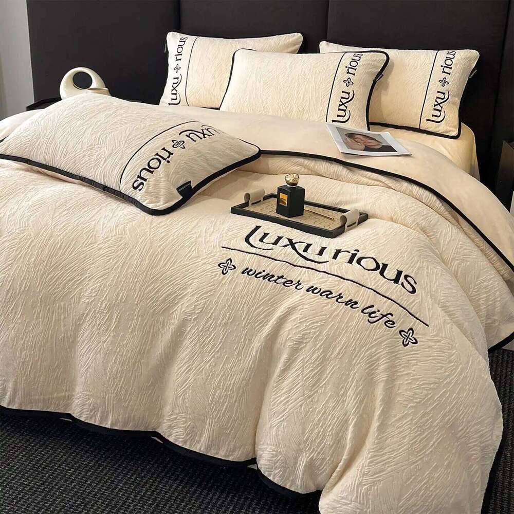 Autumn and winter thickened milk fleece four-piece light dormitory three-piece set choose 1.2M bed model H260312-image-1097373436