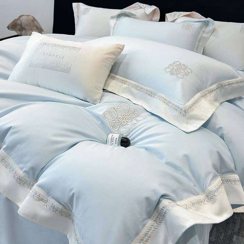 High-end A 200 Count Long Fleece 100% Cotton Pure Four-Piece Set Bed Sheets and Quilt Covers Skin-friendly 1.8 Bedding H260312-image-1097372044