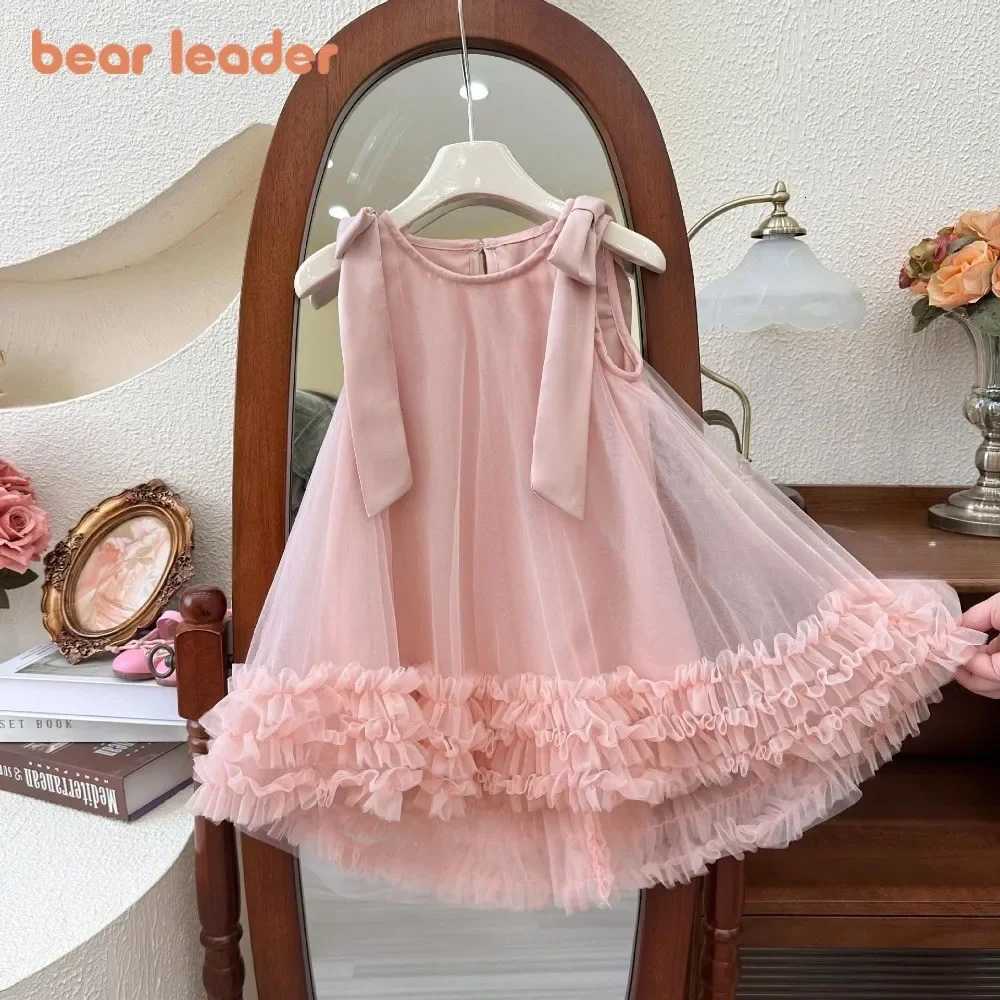 Bear Leader Summer Baby Girls Birthday Princess Dress Korean Version Bow Sleeveless Mesh Wedding Party Wear Sweet Kids ClothesT260313-image-1097420701