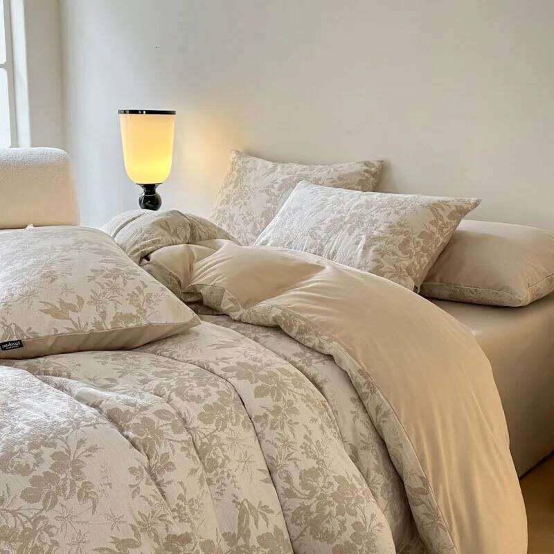 Ensemble de quatre pièces en fil pur à trois couches de classe A 60, draps en coton lavé de haute qualité, housses de couette, literie H260312, h