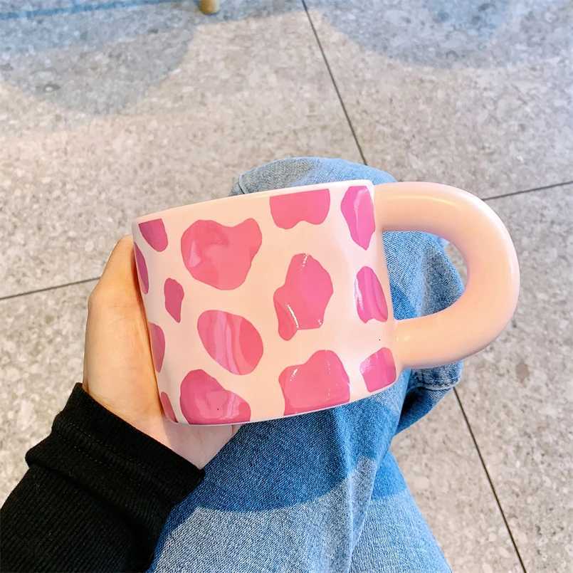 Nordic Style Solid Color Mug Simple Markle Pattern Ceramic Cup Tropical Resistant Handle Home Office Coffee Cup C260313-image-1097497979