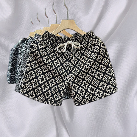 Men's Shorts Light Trendy Houndstooth Loose Four-Quarter Beach Retro Casual Pants Men's Summer Sports Shorts Free shipping Men's Clot