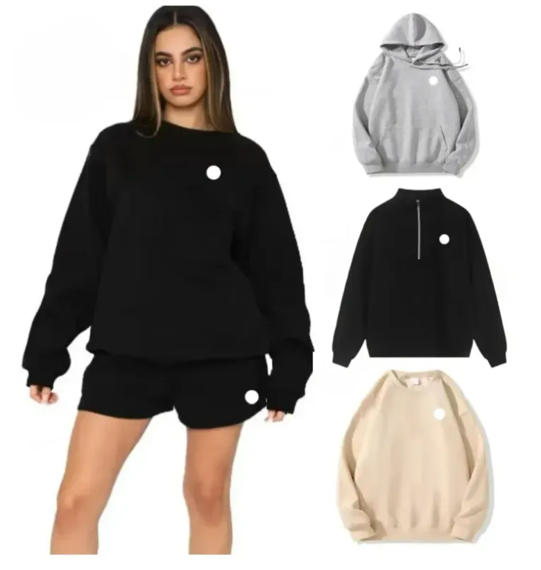 men sets ZIip Hoodie Women Yoga Perfectly Oversized Sweatshirts 3D Logo Sweater Loose Long Sleeve Short Sets Women Clothes sweatpants quarter zip