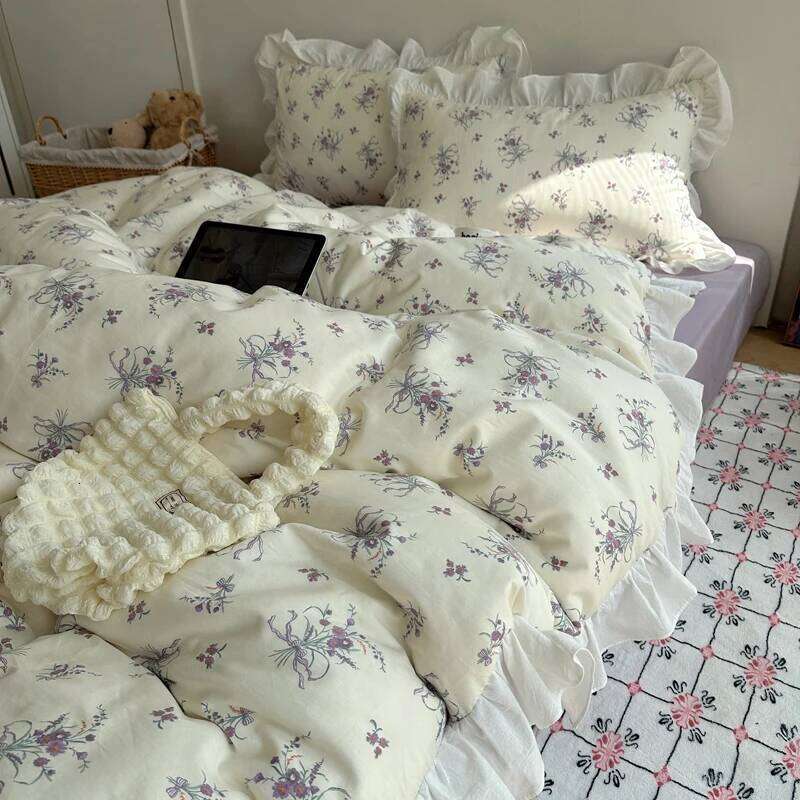 Romantic Style Lace Duvet Cover Set, Four Piece Bedding Set Bed Sheet, Fully Enclosed for Home Gift H260312-image-1097373036