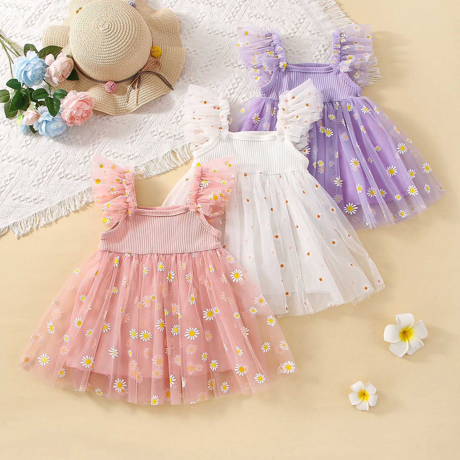 Summer New Daisy Chiffon Baby Girl Dress Princess Style Wedding Party ChildrenS Sleeveless Clothes 6 Months -3 Years OldT260313-image-1097420255