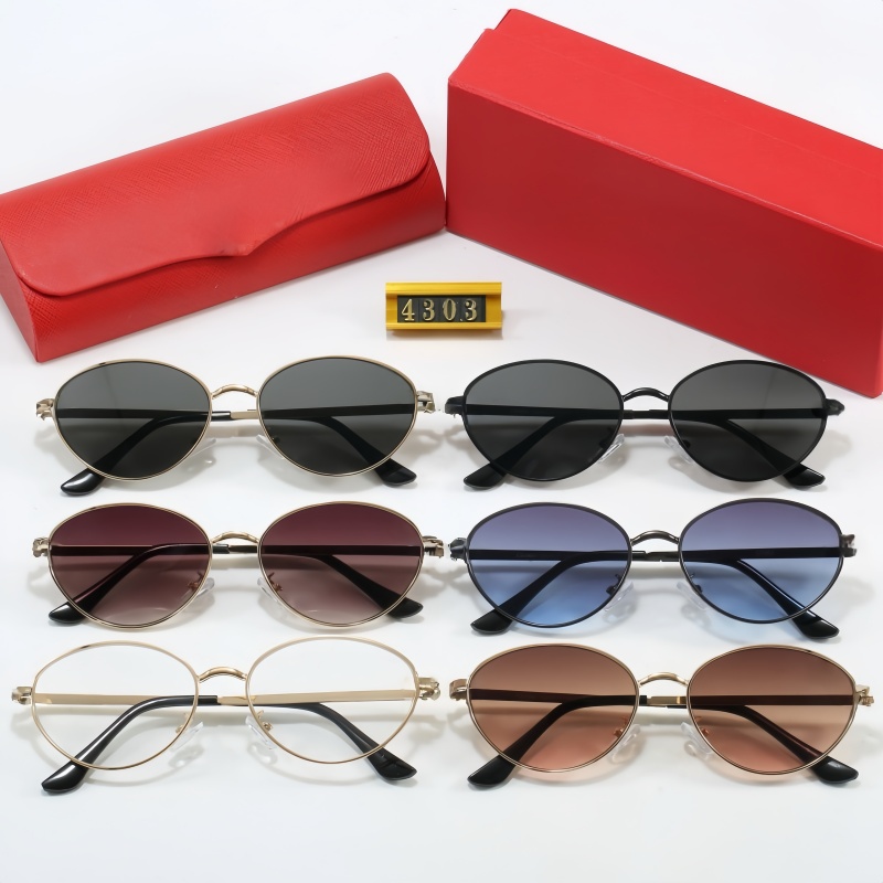 Sunglasses designer sunglasses men women classic retro elliptical lens lightweight metal design UV protection outdoor beach travel party with box 43