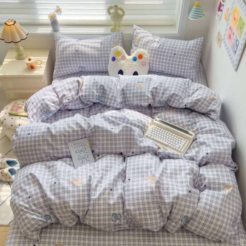 2025 new class A knitted cotton four-piece set, small fresh quilt cover, bed sheet floral dormitory three-piece set H260312-image-1097370212