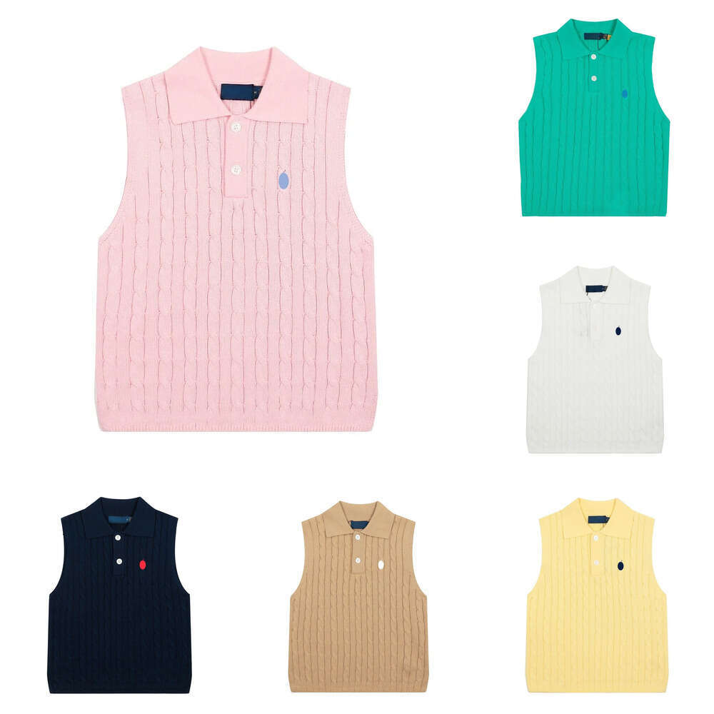 Hot sell Women's Summer t shirt Brand Fashion Polo Neck Knitted Vest Embroidered Logo Designer sense Casual and Comfortable Breathable Sleevele