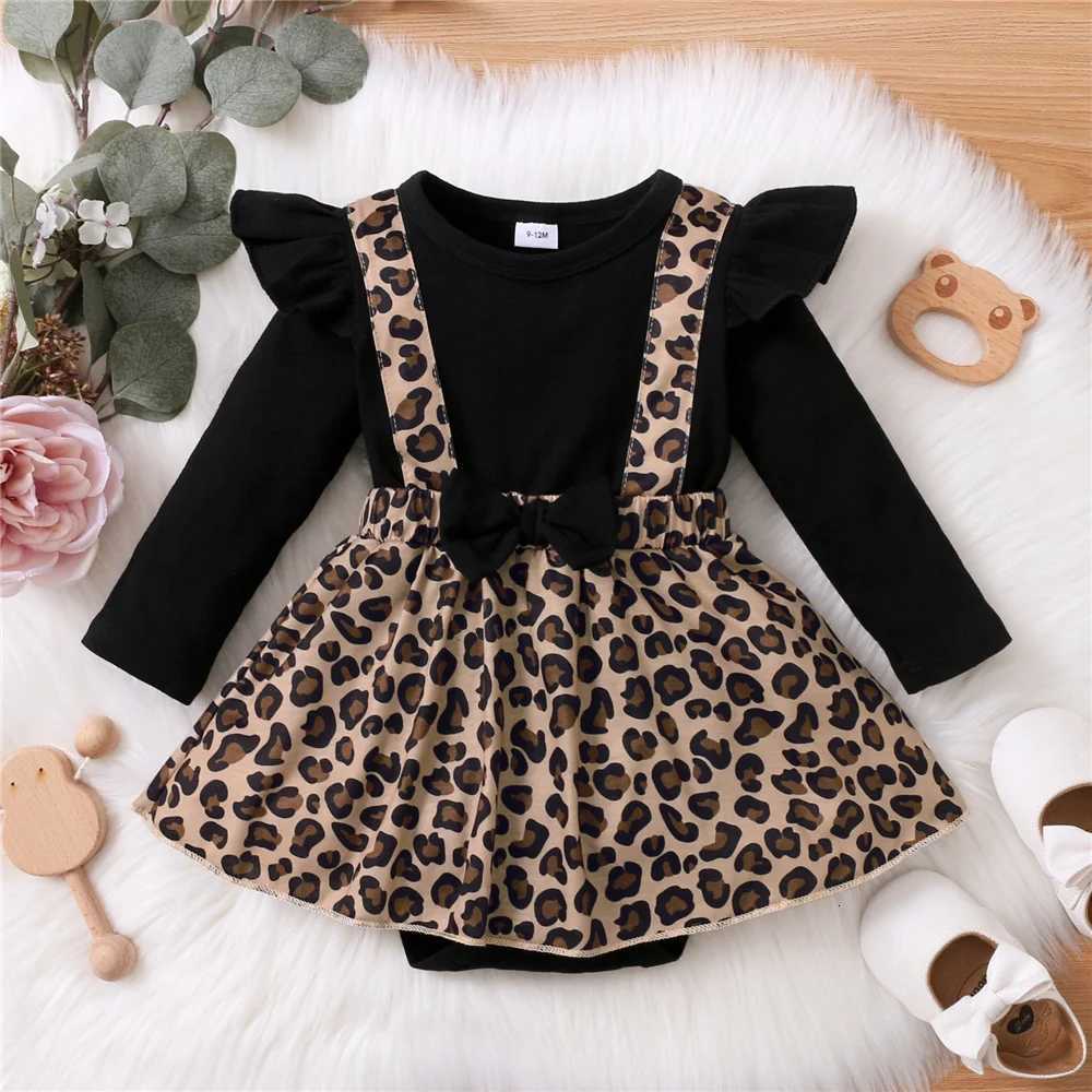 Newborn Baby Girl Romper Dress Long Sleeve Leopard Dresses with Bow SpringAutumn Onesie Clothes for Infant Girl 0-18 MonthsT260313-image-1097421673