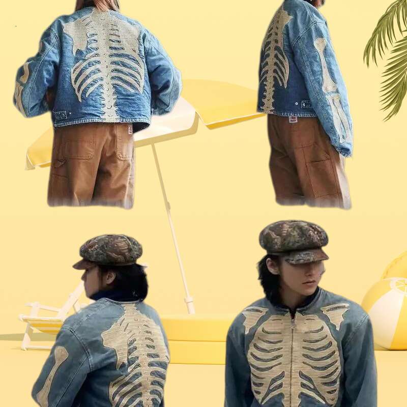 Jackets Outerwear Coats 2026 New Model Double Sided Wear Denim Heavyweight Bone Embroidery Zip Free shipping Men's Clothing db