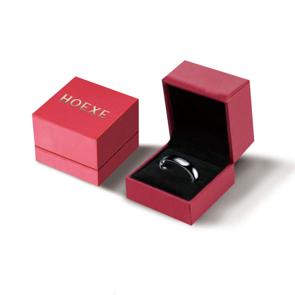 Hoexe Obsidian Stainless Steel Ring Unisex Smooth Fashion Simple Premium Hand Accessory S260313