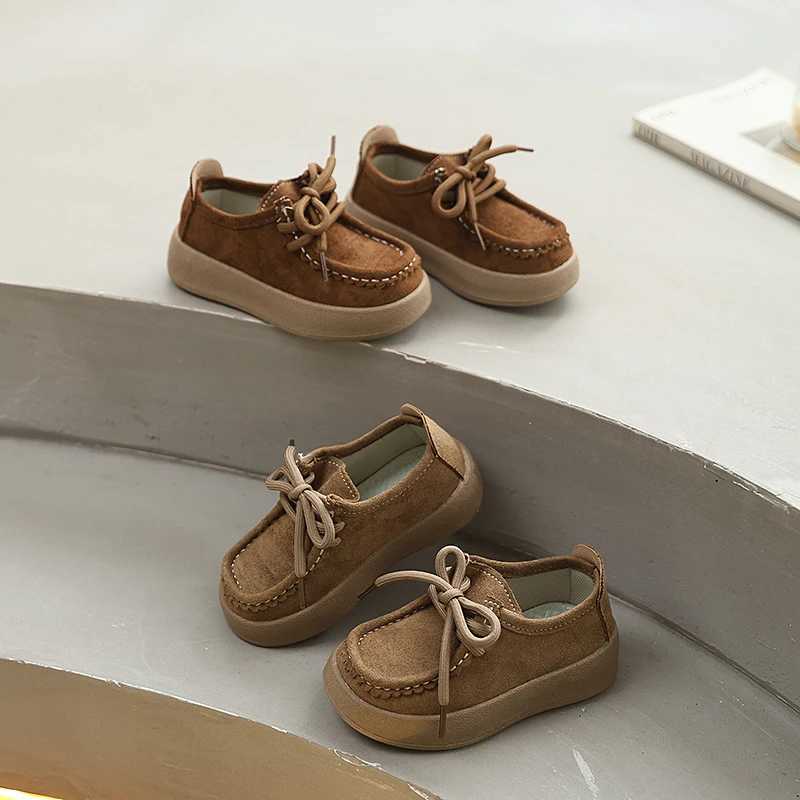 2025 hiver nouvelles chaussures décontractées pour enfants rétro chaussures en cuir à semelles souples tête ronde mode garçons et filles chaussur