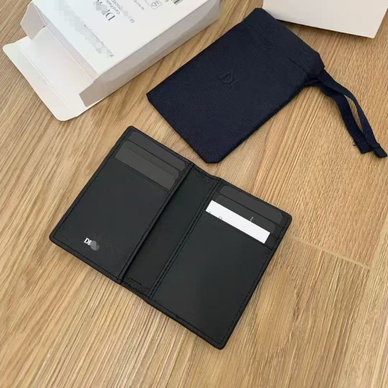 Elegant Jet Black Slim Card Case Featuring Integrated ID/Passport Storage Compartment