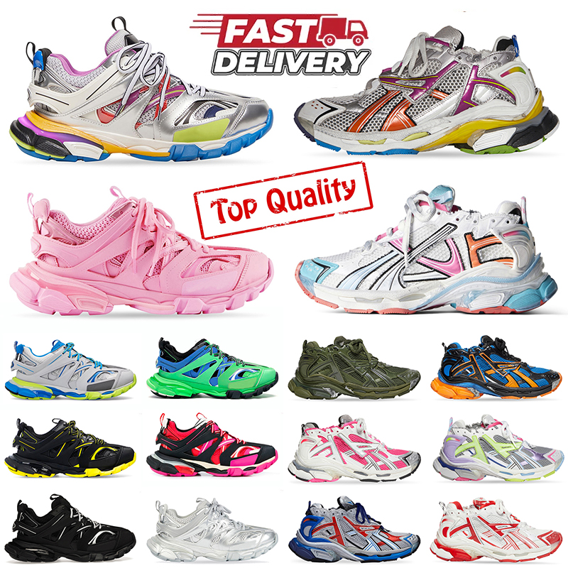 With Box Designer Runner Sneakers led Track Runners 7.0 7.5 3.0 Paris All Black White Pink Grey Gomma Leather Nylon Printed Platform men women train