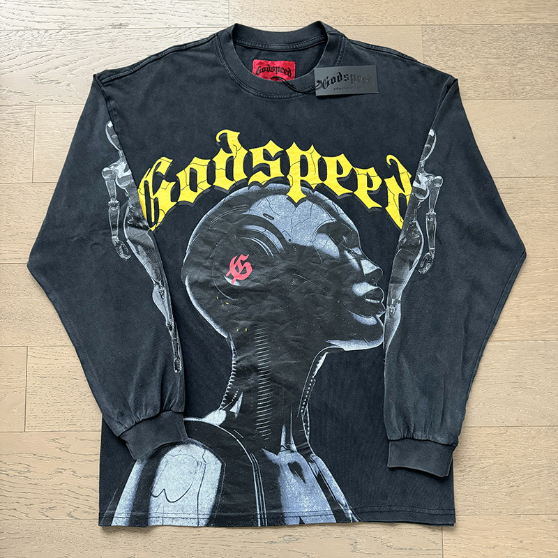 Godness Speedness Long Sleeve Designer Graphic Sweatshirts Retro Classic Skull Printed Pattern Hipster Fabric Street High Quality Godds Speedss Long