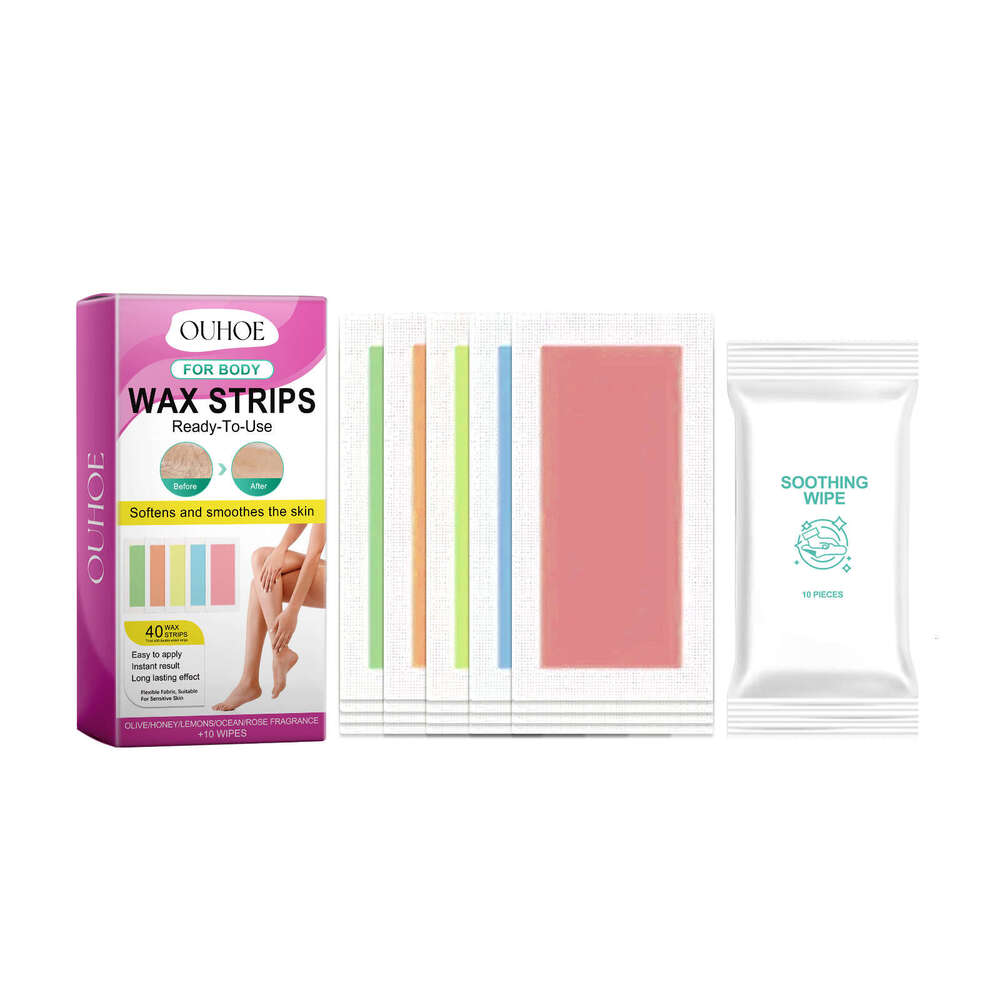 OUHOE Hair Removal Wax Strips Gentle Fast No Residue for Underarms Legs Arms Private Parts Full Body Waxing S260313-image-1097532325