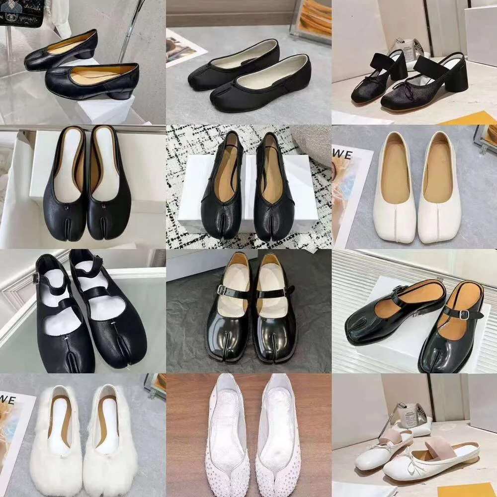 designer shoes womens tabi Ballerina Leather loafer shoe Pump sandals Half Casual Split Ballef Mules Flat Broken Mirror Ankle Heel Slip boot Lambski