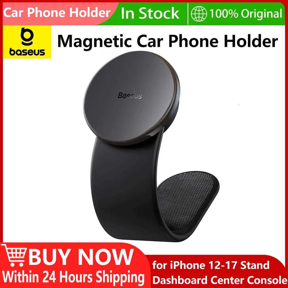 Baseus Magnetic Car Phone Holder 15W Wireless Charger Bendable Car Phone Mount for iPhone 12-17 Stand Dashboard Center Console K260313-image-1097517005
