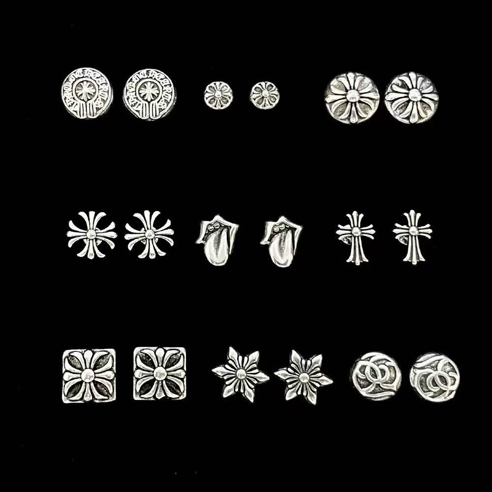 2026 Chromes Cross Stud Designer Hoops Earing Woman S925 Silver Classic Design Earrings Luxury Vintage Hip hop Plated Gold Earring Valentines Day