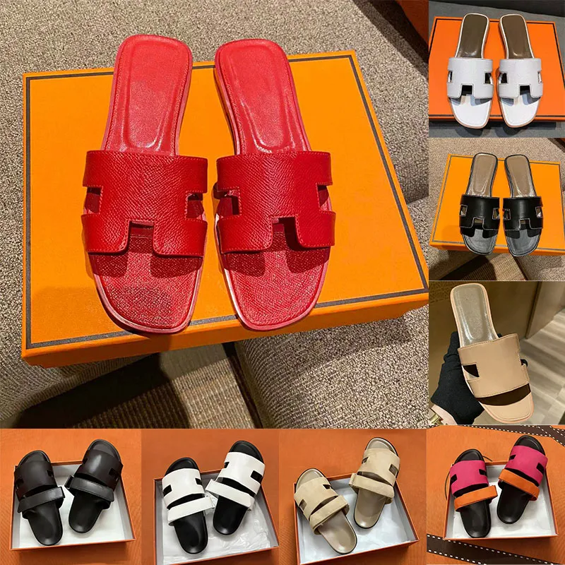 Designer Slippers Womens Slides Chypre Sandals Fashion Luxury Slide Leather Flat Summer Beach Shoes Ladies Orange White Black Brown Sandal Women Sli