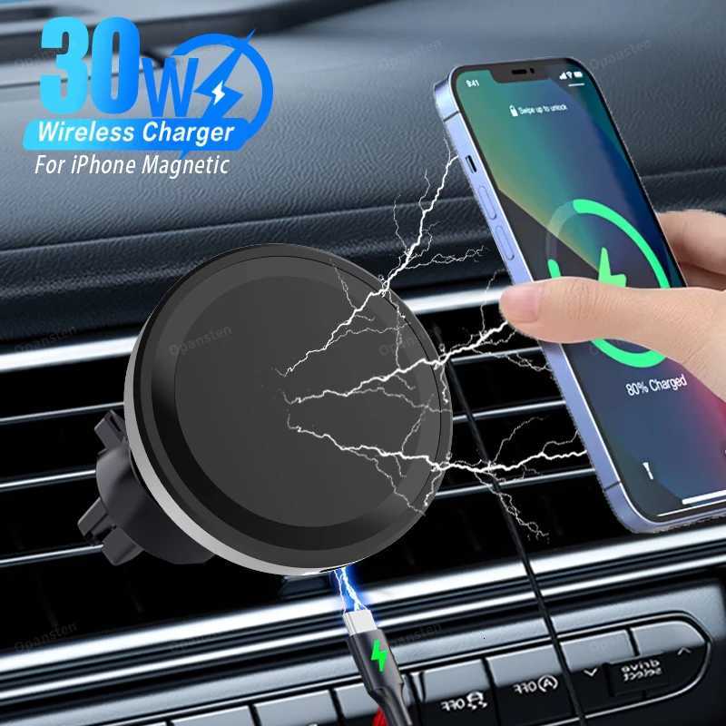 30W Magnetic Car Wireless Charger Air Vent Clip Phone Holder Bracket For iPhone 17 16 15 14 Pro Max Type C Fast Charging Stand K260313-image-1097517686